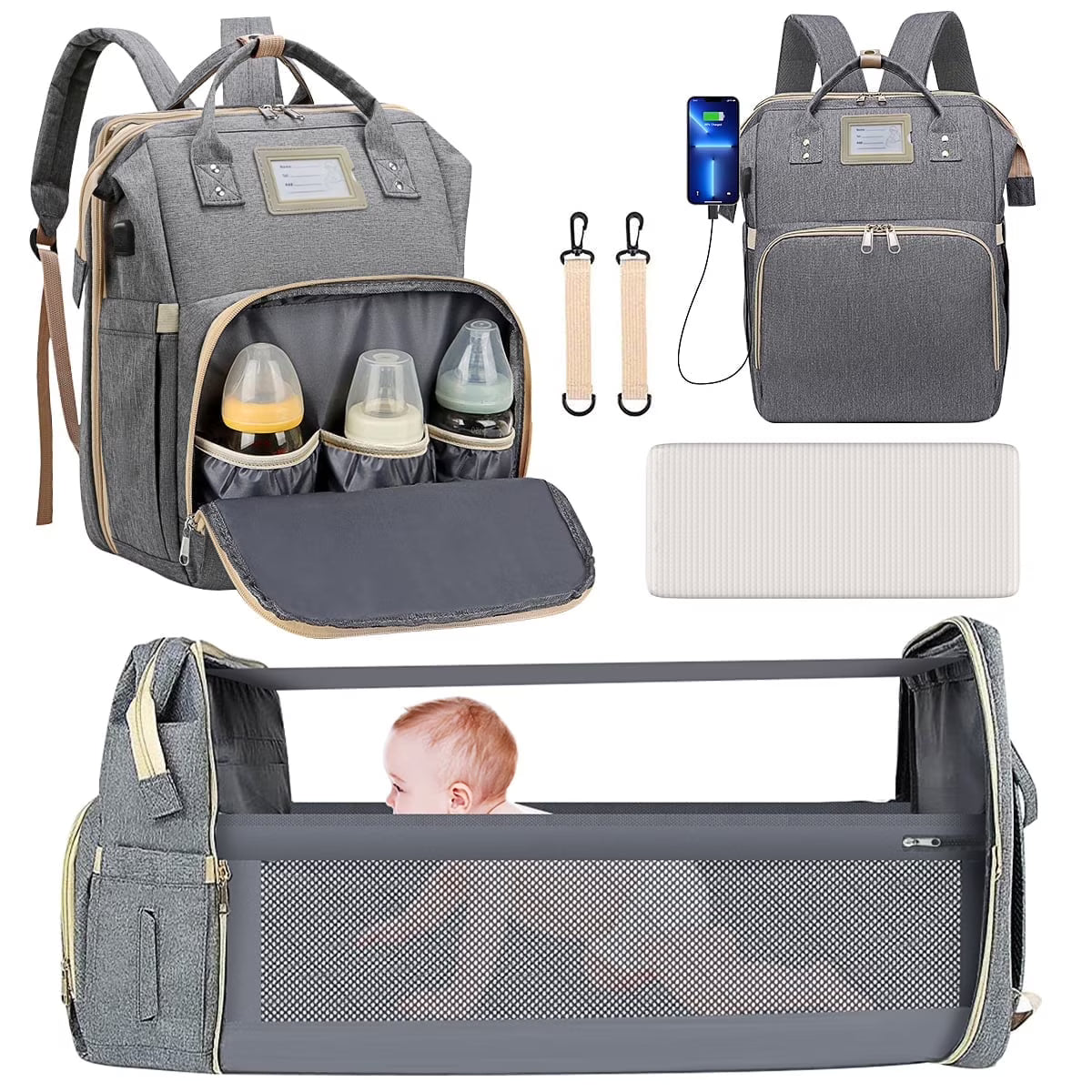 OZAAZ™ | 4-in-1 Waterproof Diaper Bag With Changing Station